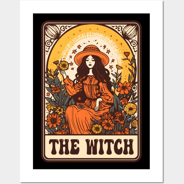 The Witch Tarot Groovy Vintage Halloween Plant Lover Wall Art by Daytone